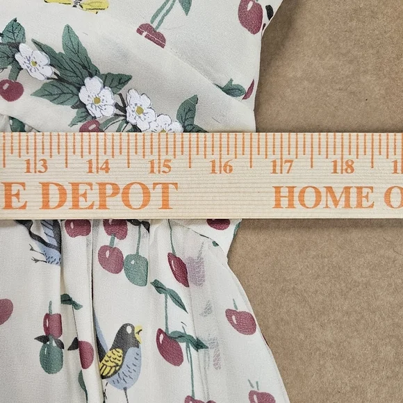 Anna Sui Anthropologie Silk Cherry Sleeveless Dress Cottagecore Pinup Size 12 - Picture 13 of 16